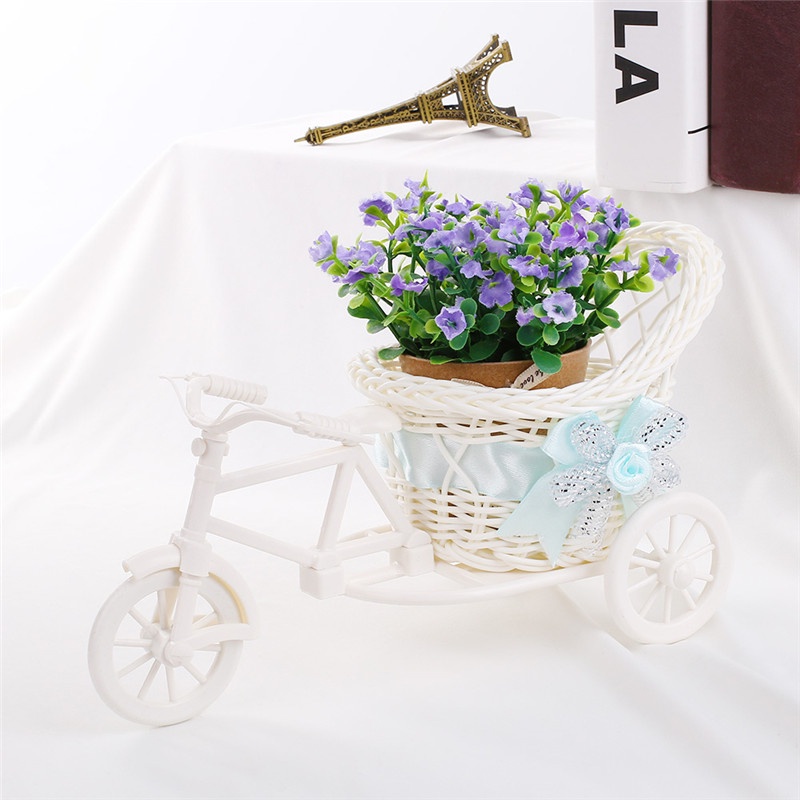 Chậu Hoa Hình Xe Đạp Màu Trắng Độc Đáo Trang Trí Nhà Cửa