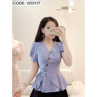 Áo cổ v nơ eo hana💖freeship💖