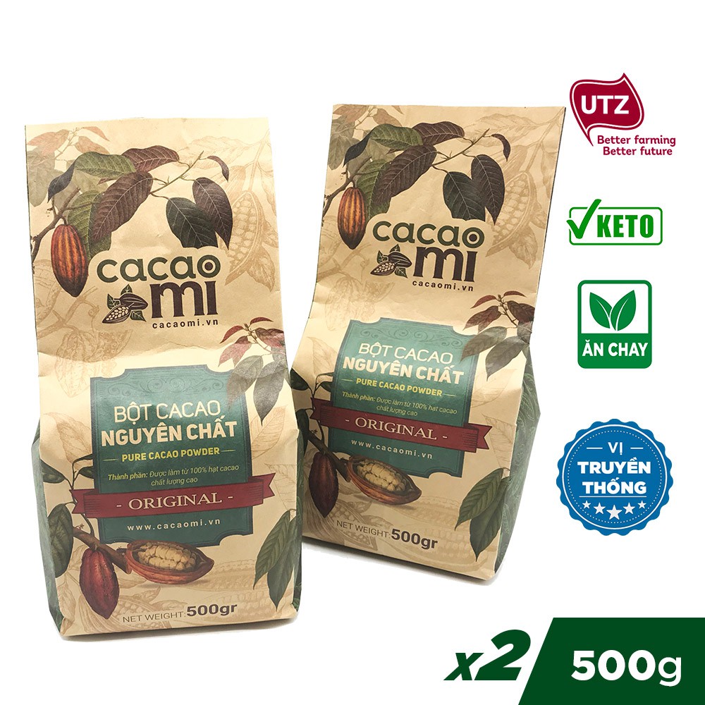 Bột cacao nguyên chất 100% không đường vị truyền thống CacaoMi Original