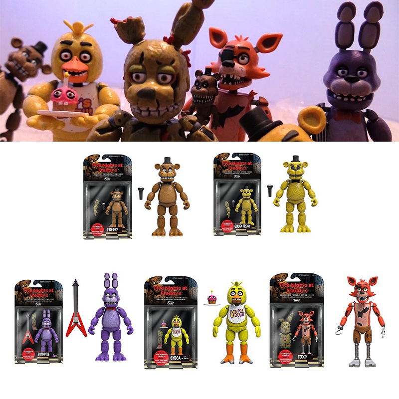 Mới Mô Hình Nhân Vật Freddy Foxy Bonnie Chica Màu Vàng Đồng
