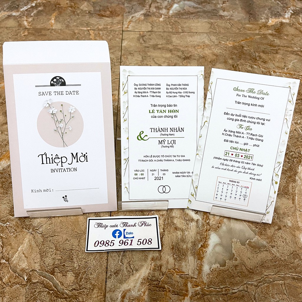 THIỆP CƯỚI PHONG BÌ MS16 (gồm công in nội dung hoàn chỉnh)