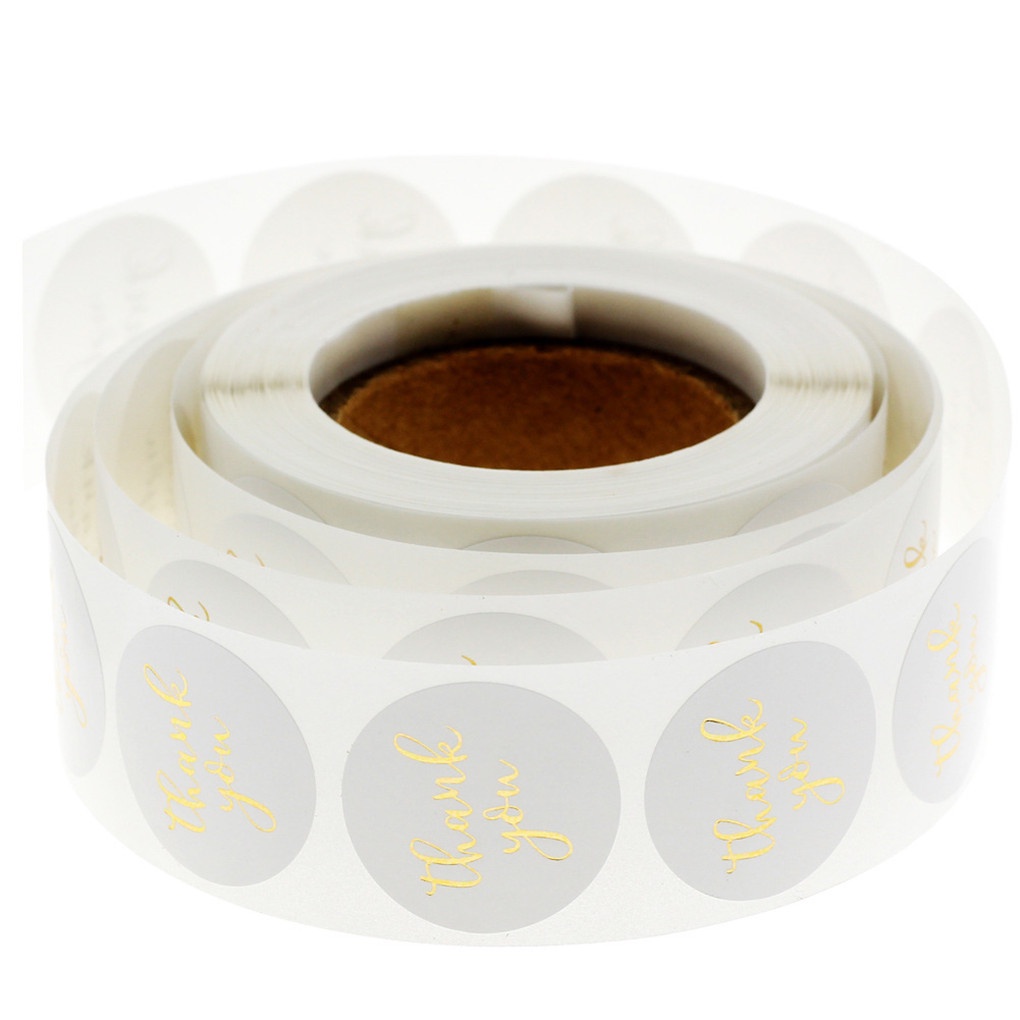 [Choosewho1] 500Pcs/Roll Thank You Hot Stamping Stickers Self Adhesive Round Sealing Labels Decal Baking Gift Decor