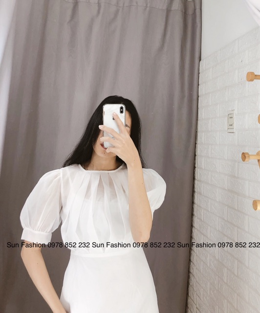 Đầm trắng tinh khôi Sun Fashion dáng chữ A 2 lớp,dự tiệc, prom,kỉ yếu
