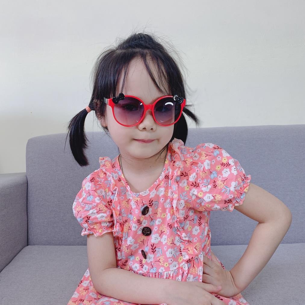 Kính tròn nơ xinh cho bé gái từ 1-7 tuổi nhiều màu sắc, kính râm chống tia uv, ánh sáng xanh bảo vệ mắt cho bé tối ưu
