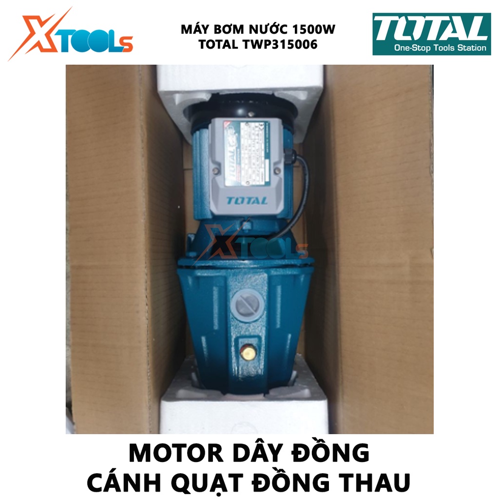 Máy bơm nước TOTAL TWP315006 Máy bơm nước mini Công suất đầu vào1500W(2HP) Chiều cao bơm 60 m Lưu lượng 100 L /phút