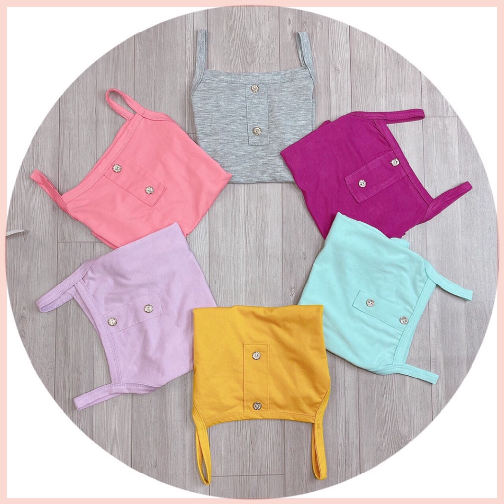 Bộ 2 Dây Bé Gái Vải Cotton Trơn Basic Mềm Mát, Áo Hai Dây Cho Bé Gái Mặc Hè Thoáng Mát