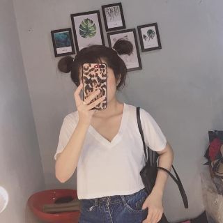LH35 - Áo Croptop Cổ Tim Form Rộng Basic (Kèm video)