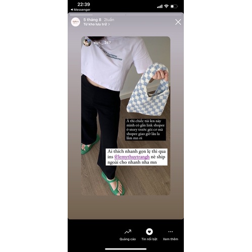 CHECKERED HANDBAG - TÚI LEN HANDMADE SIZE S