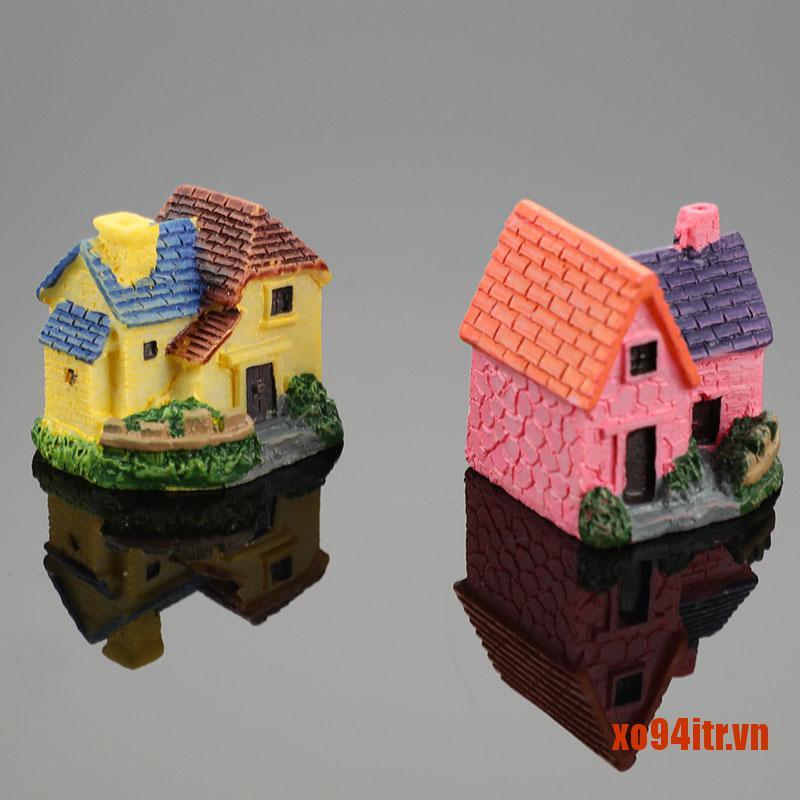 XOITR  Artificial Mini Miniature Resin House Craft Ornament Small House Model Deco