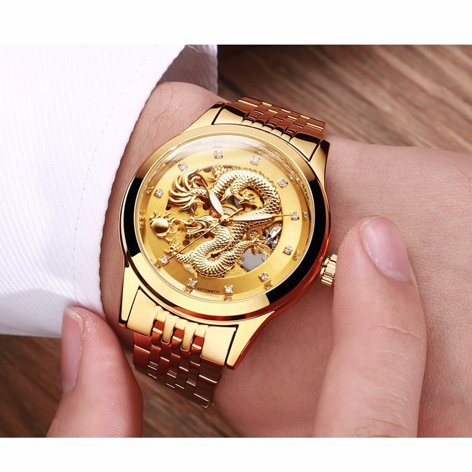 Đồng Hồ Cơ Nam nhãn hiệu MOHDNE Automatic Chạm Rồng 3D Lộ Máy Mạ Vàng Kim Loại Chống Nước Chống Xước | BigBuy360 - bigbuy360.vn