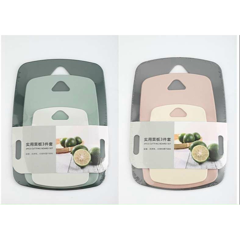 Set 3 thớt nhựa kháng khuẩn sắc màu cao cấp tiện lợi