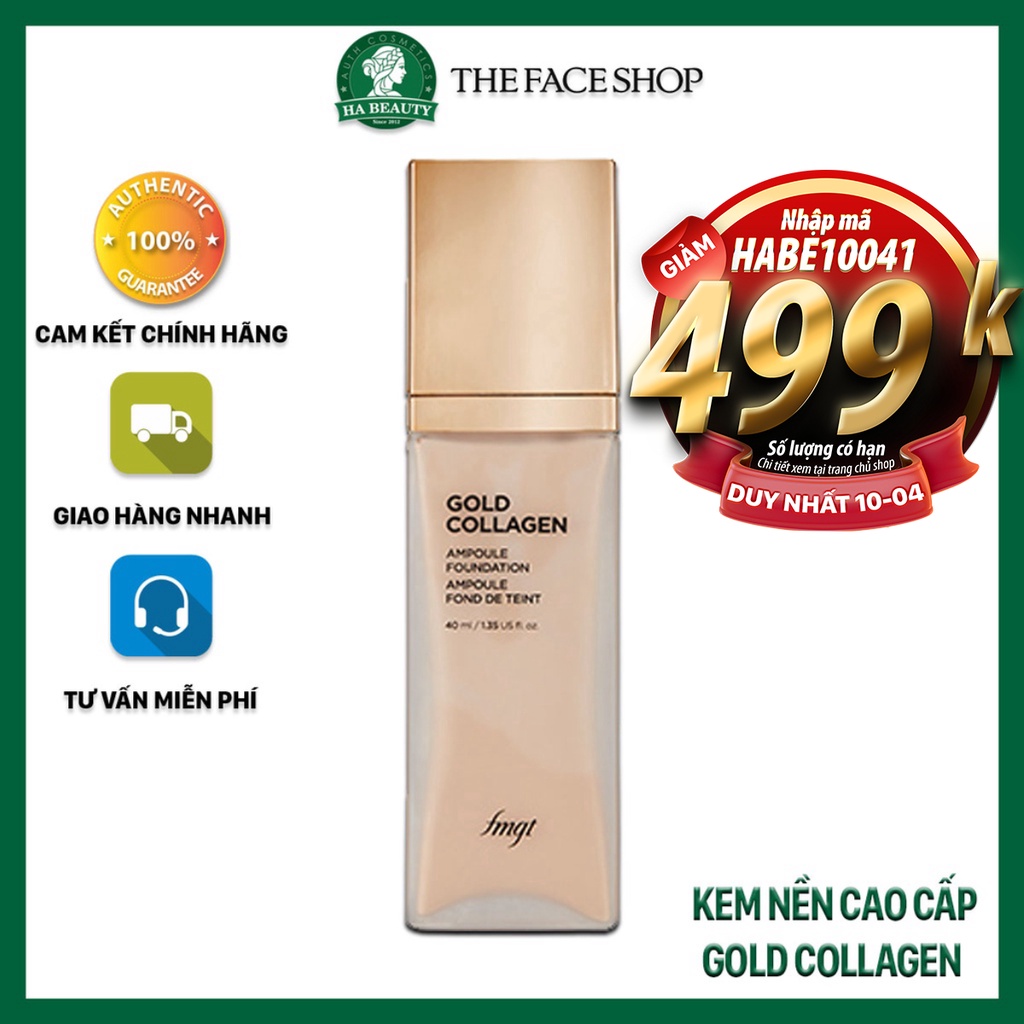 Kem nền che khuyết điểm trang điểm sáng da chống nắng SPF30PA++ The Face Shop fmgt Gold Collagen Ampoule Foundation 40ml