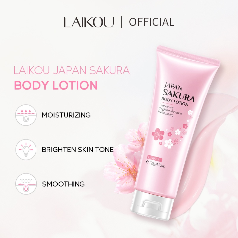 Sữa dưỡng thể LAIKOU hoa anh đào 120g Nhật Bản làm sáng màu da