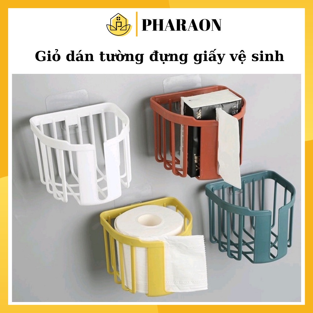 Giỏ đựng giấy vệ sinh dán tường phòng bếp, phòng tắm - hộp đựng giấy vệ sinh dán tường đa năng tiện lợi PHARAON