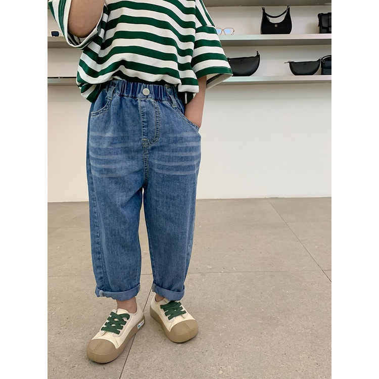 Quần giả Jean dài wax ngang cá tính cho bé Q826 [Chất giả Jean]