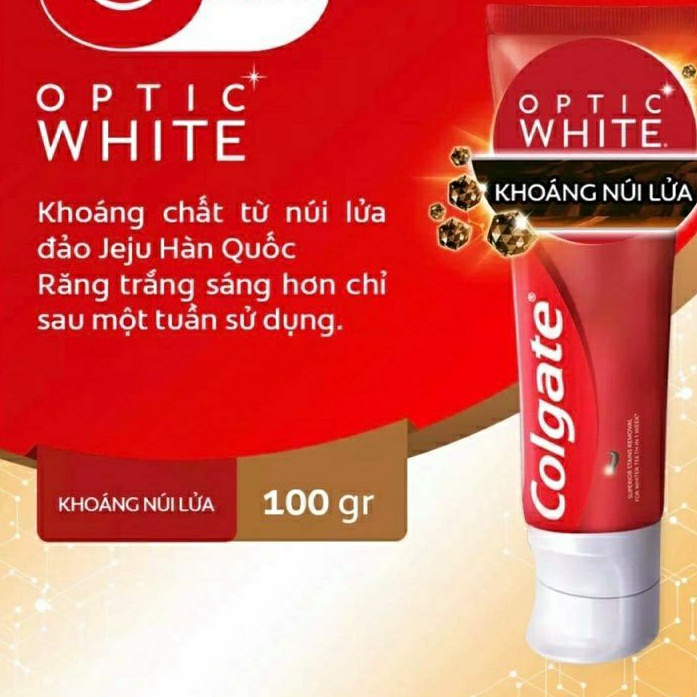 Kem đánh răng Colgate Optic White 100g Khoáng Núi Lửa Hàn Quốc