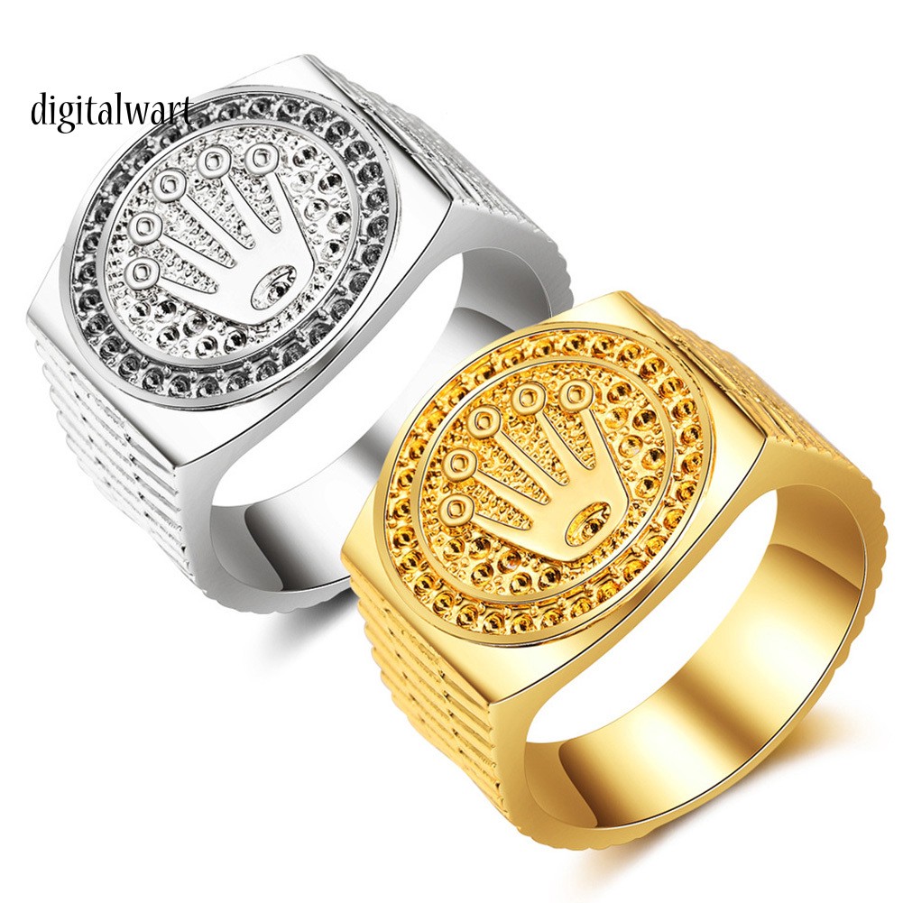 Nhẫn Khắc Hình Vương Miện Đính Đá Thời Trang Cho Nam Nữ