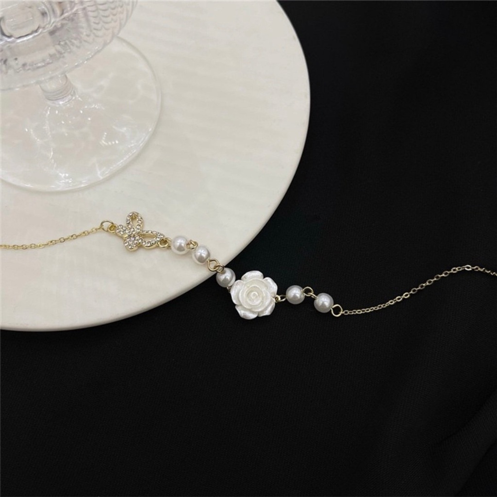 𝑭𝑹𝑬𝑬𝑺𝑯𝑰𝑷  Vòng cổ dây chuyền nữ kiểu dáng thanh lịch hoa hồng trắng phong cách xinh xắn nhẹ nhàng P35