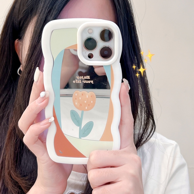 Ốp lưng iphone Ốp Điện Thoại Họa Tiết Ren Tráng Gương Phong Cách Nhật Hàn Cho iphone14Promax 12 11Pro / 6 / 7 / 8 / PLUS Dinuo case