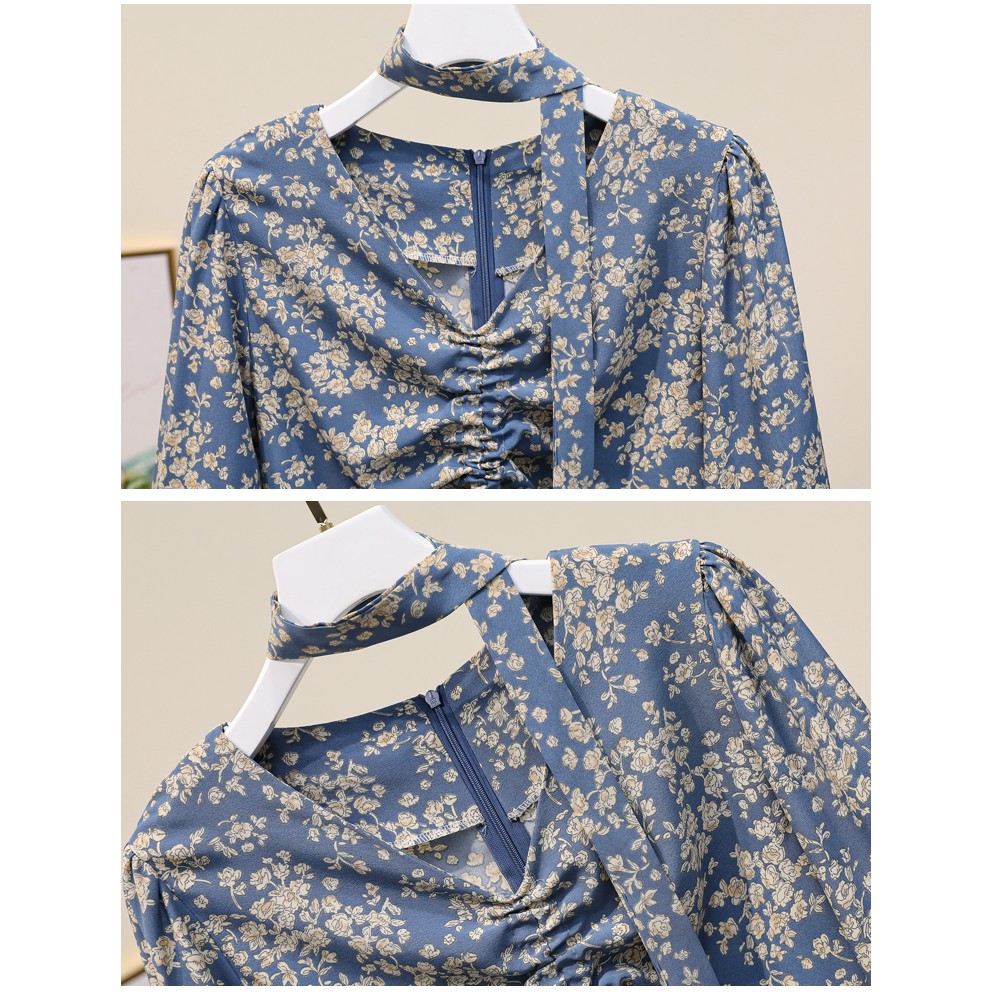 🌸Hàng Order🌸 Váy Hoa Nhí Bigsize Rút Ngực Kèm Khăn Quàng Cổ Nữ Tính Cổ Điển 🌸Hàng Quảng Châu | BigBuy360 - bigbuy360.vn