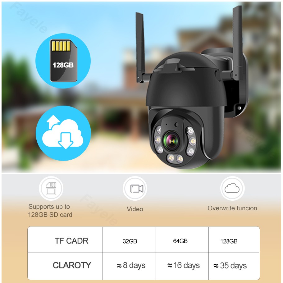 【Free 128G SD Card】 EVKVO V380 PRO APP 5MP Full Color Night Vision WIFI IP Camera Wireless Outdoor PTZ CCTV IP Security Camera Home Surveillance Camera