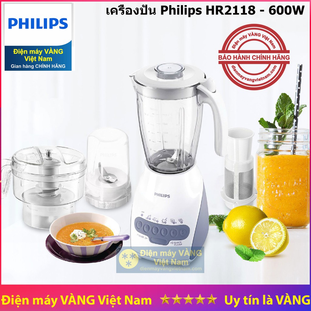 [Mã 77ELSALE hoàn 7% đơn 300K] Máy Xay Sinh Tố Indonesia Philips HR2118 Hãng Phân Phối