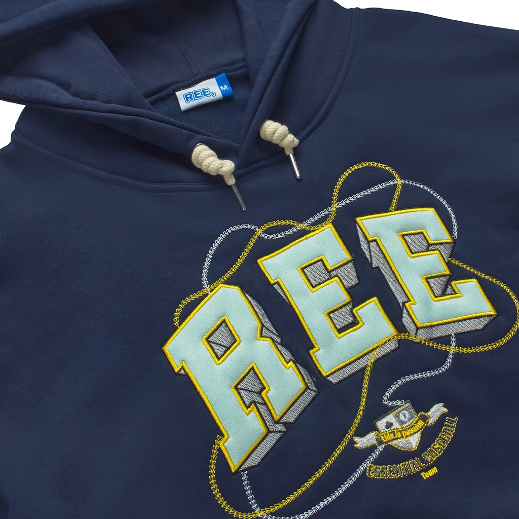LOCAL BRAND REE - ÁO HOODIE BASIC THÊU DA MÀU NAVY