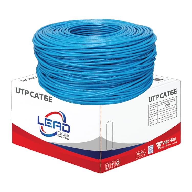 Dây cáp mạng máy tính Việt Hàn LEAD Cat6e, Cat5e Đồng LS Hàn Quốc 99.9%