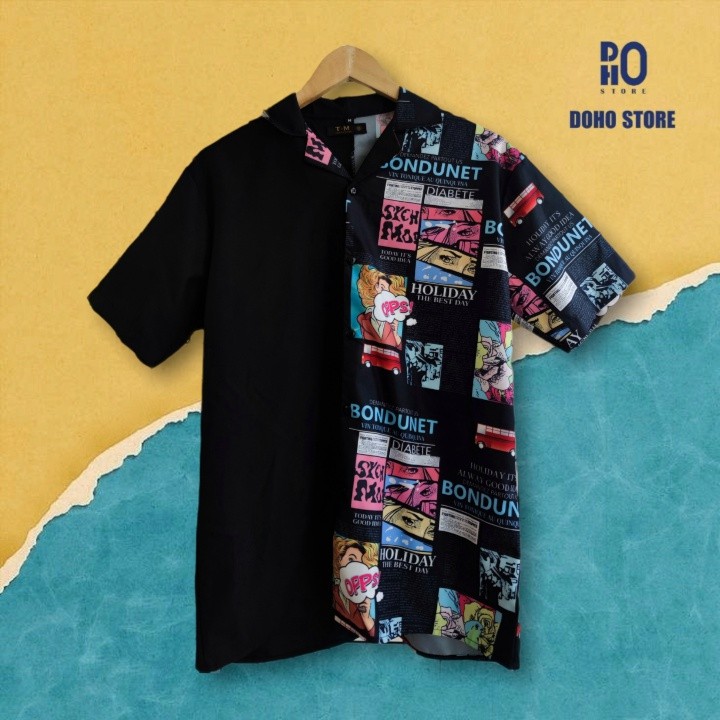 Áo sơ mi nam tay ngắn họa tiết DoHo, chất liệu lụa thoáng mát, thấm hút mồ hôi | BigBuy360 - bigbuy360.vn