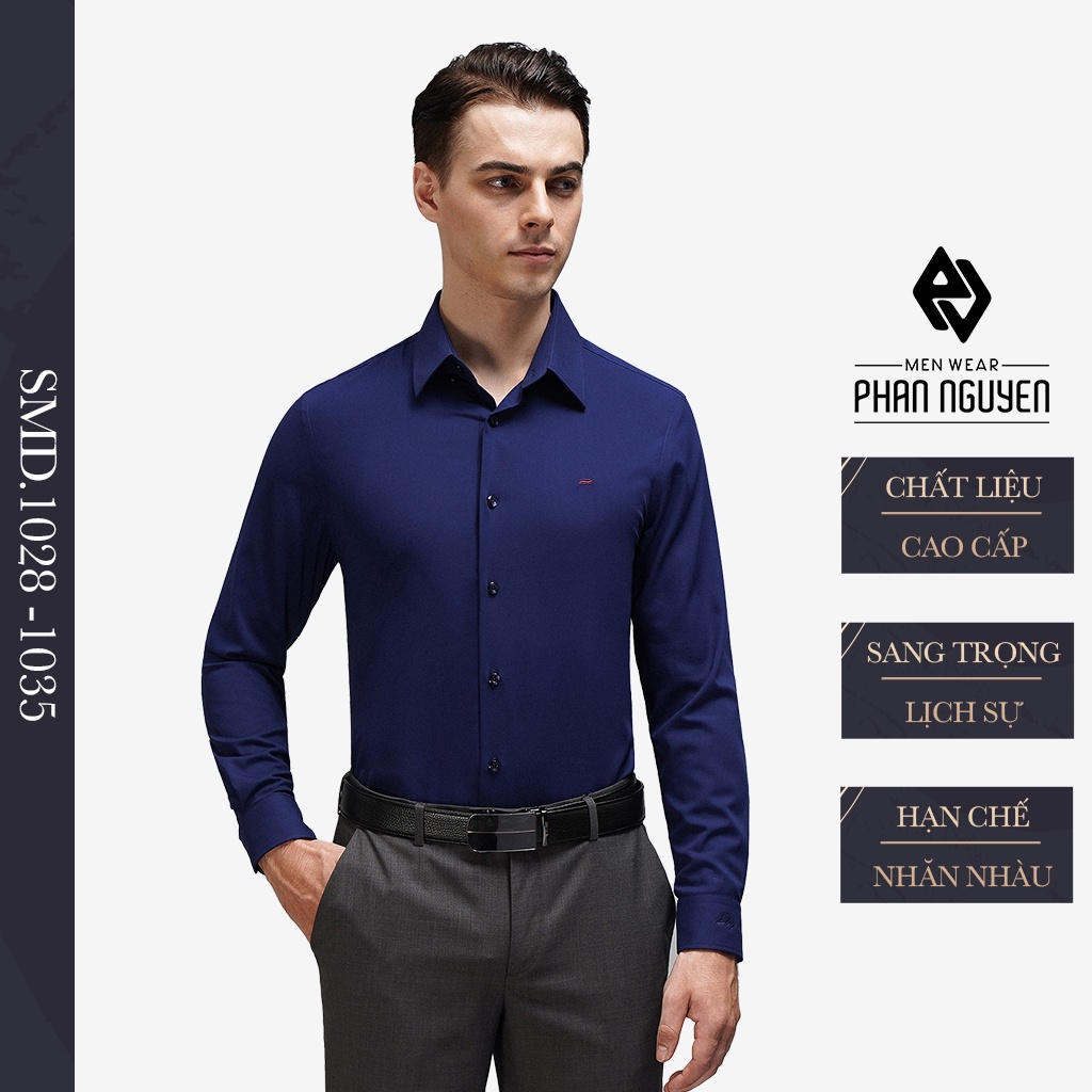 Áo sơ mi dài tay nam Elegant PHAN NGUYỄN thiết kế slim fit tôn dáng, chất liệu cao cấp, màu sắc trang nhã SMD.1028-1035