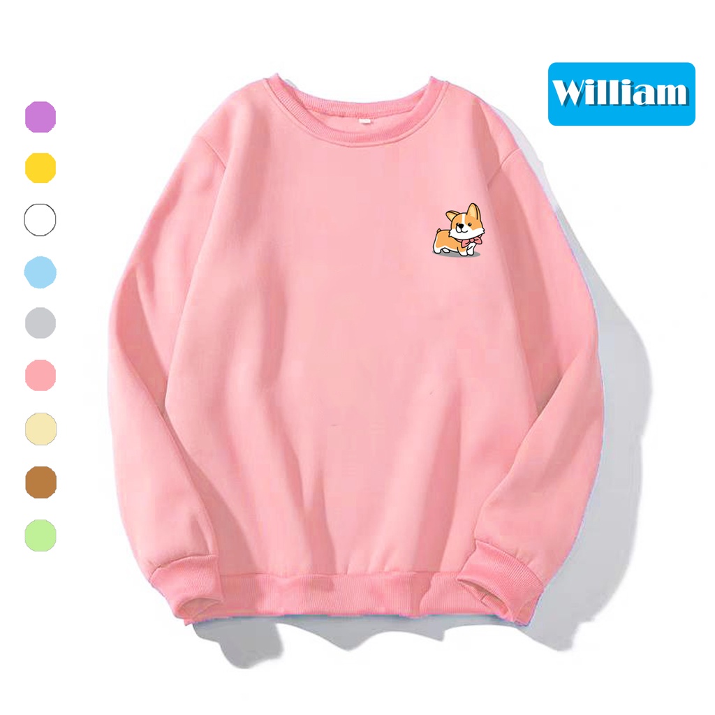 Áo sweater nam nữ in hình Cún cực cute chất nỉ dày dặn, hợp làm áo cặp William - DS184