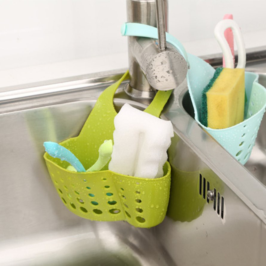 Giỏ đựng miếng rửa chén gắn bồn rửa có nút cài tiện lợi