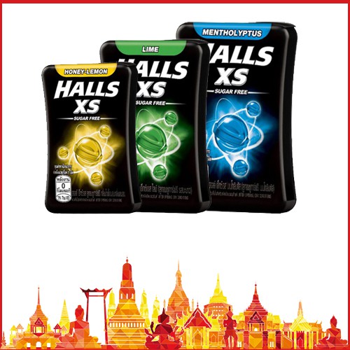 ❤️ Kẹo ngậm không đường HALLS XS vị / Bạc hà / Chanh / Chanh mật ong hộp 15gr - Thái Lan ❤️