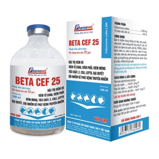 Phòng viêm vú, viêm tử cung, viêm phổi, viêm móng tiêu chảy beta cef 25 100ml