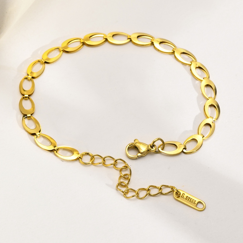 Vòng tay chuỗi xích VNOX bằng thép không gỉ mạ vàng 14K làm quà tặng cho nữ