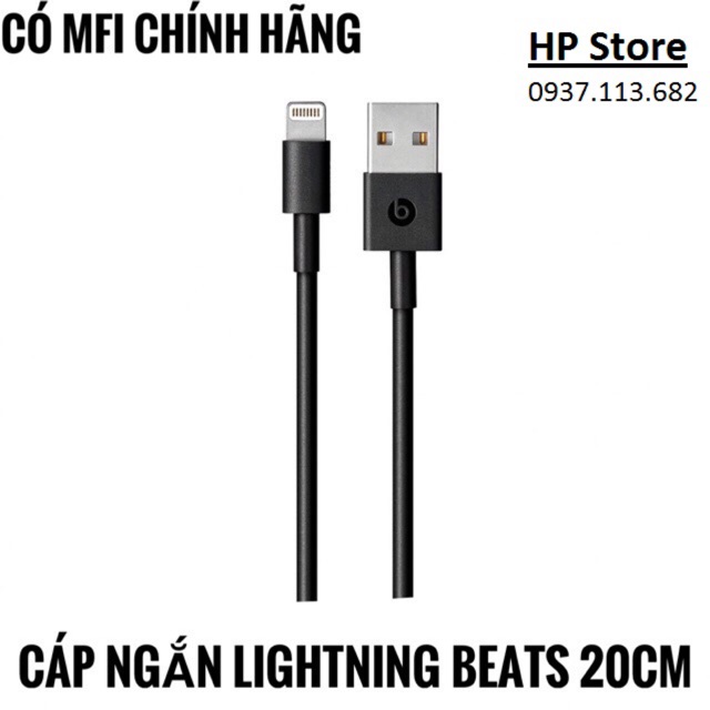 Cáp USB Lightning ngắn 20cm Beats chính hãng. Có chứng nhận MFi.