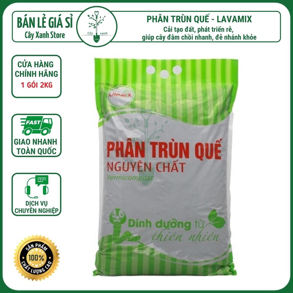 Phân Trùn Quế Nguyên Chất Lavamix 2Kg Phân Hữu Cơ Bón Rau và Cây Cảnh