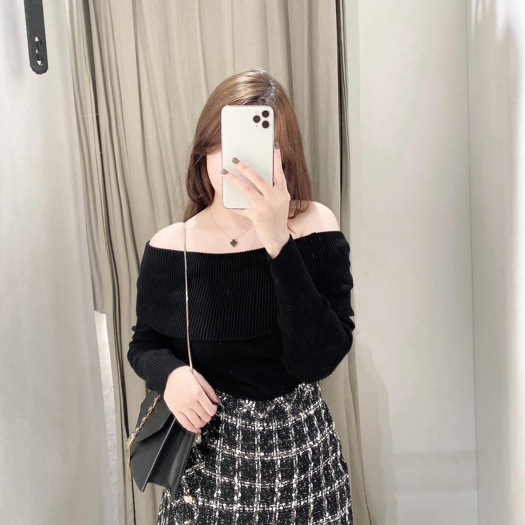 Áo lên tăm trễ vai dài tay phong cách Hàn Quốc Shinosha A007 | BigBuy360 - bigbuy360.vn