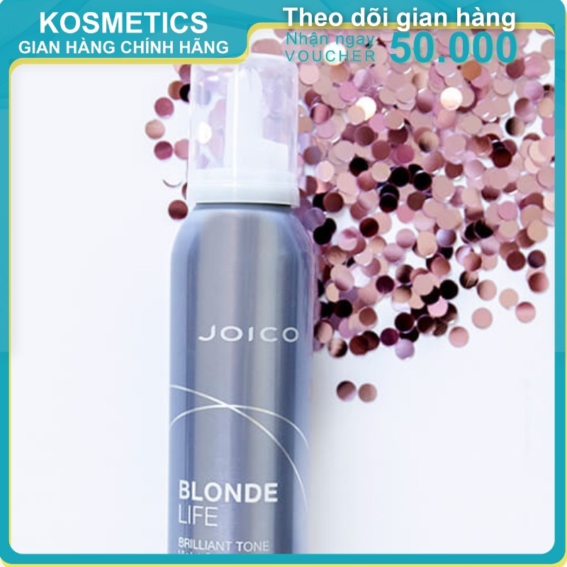 Mousse tạo phồng mượt tóc khử vàng cho tóc tẩy JOICO Blonde Life Brilliant Tone Violet Smoothing Foam 200ml