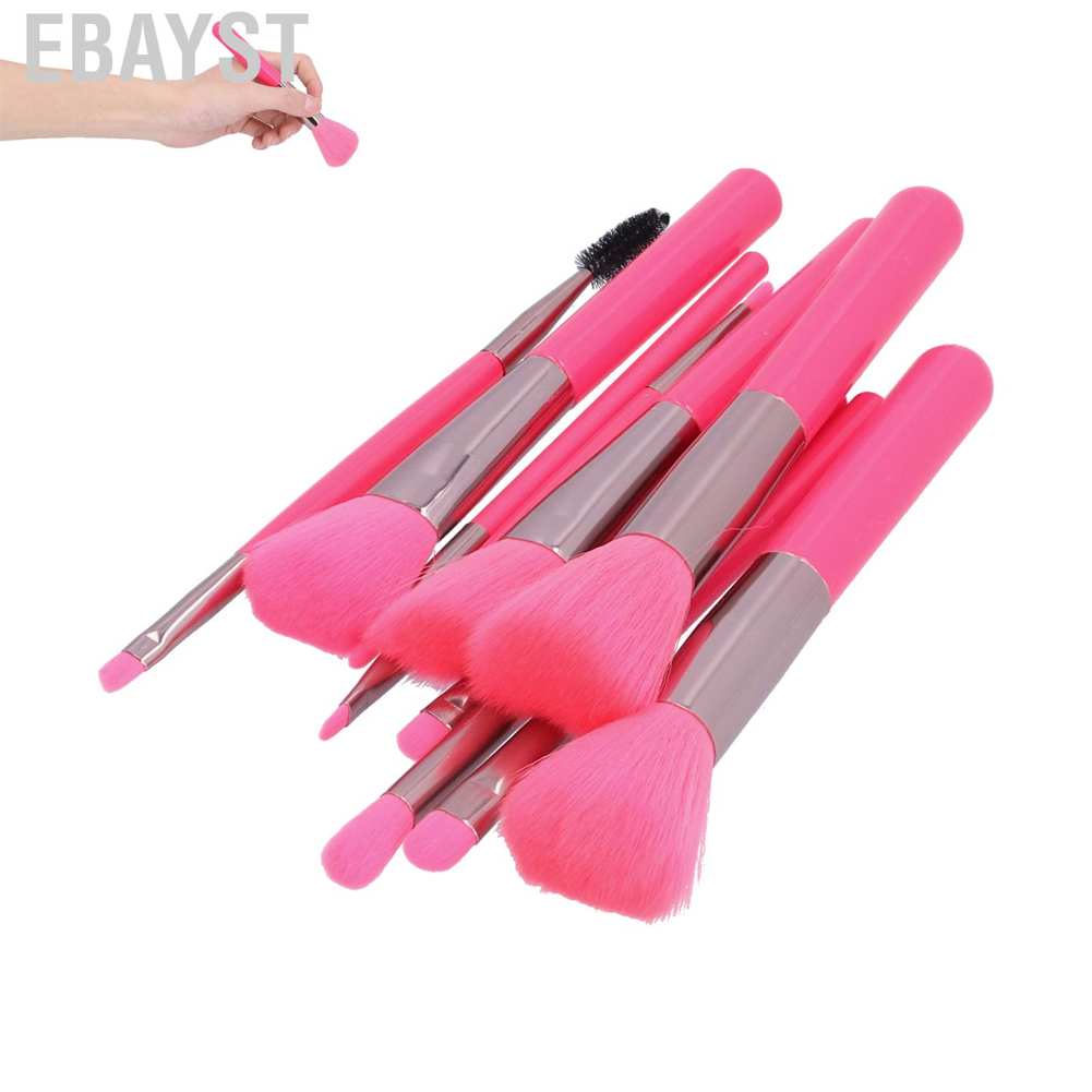 Bộ 10 cọ trang điểm lông mềm màu hồng đỏ | BigBuy360 - bigbuy360.vn