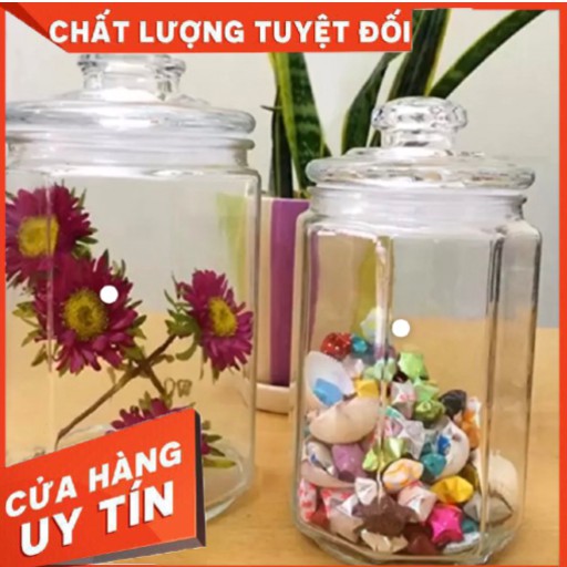 Hũ Thuỷ Tinh Trụ Lục Giác 2L