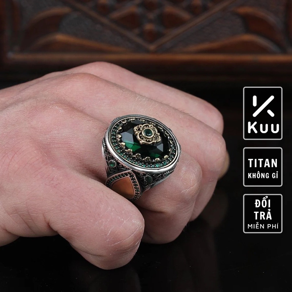 Nhẫn nam nữ tròn unisex Kuu Studio màu bạc thời trang chất Titan đẹp đơn giản không gỉ - Nhẫn Xatu