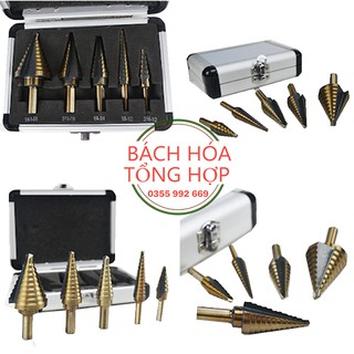 Bộ 5 mũi khoan bước tháp HSS 4 - 35mm khoan kim loại,thép,sắt,nhôm,gỗ...