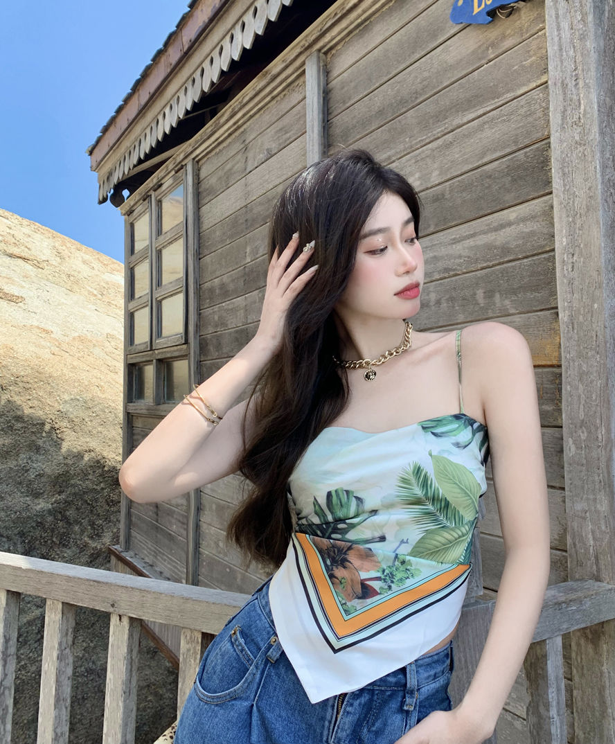 Áo Yếm Nữ 2 Dây Hoa Lá 🦋 Yếm Nữ Mút Ngực Họa Tiết In 5D 🦋 | BigBuy360 - bigbuy360.vn