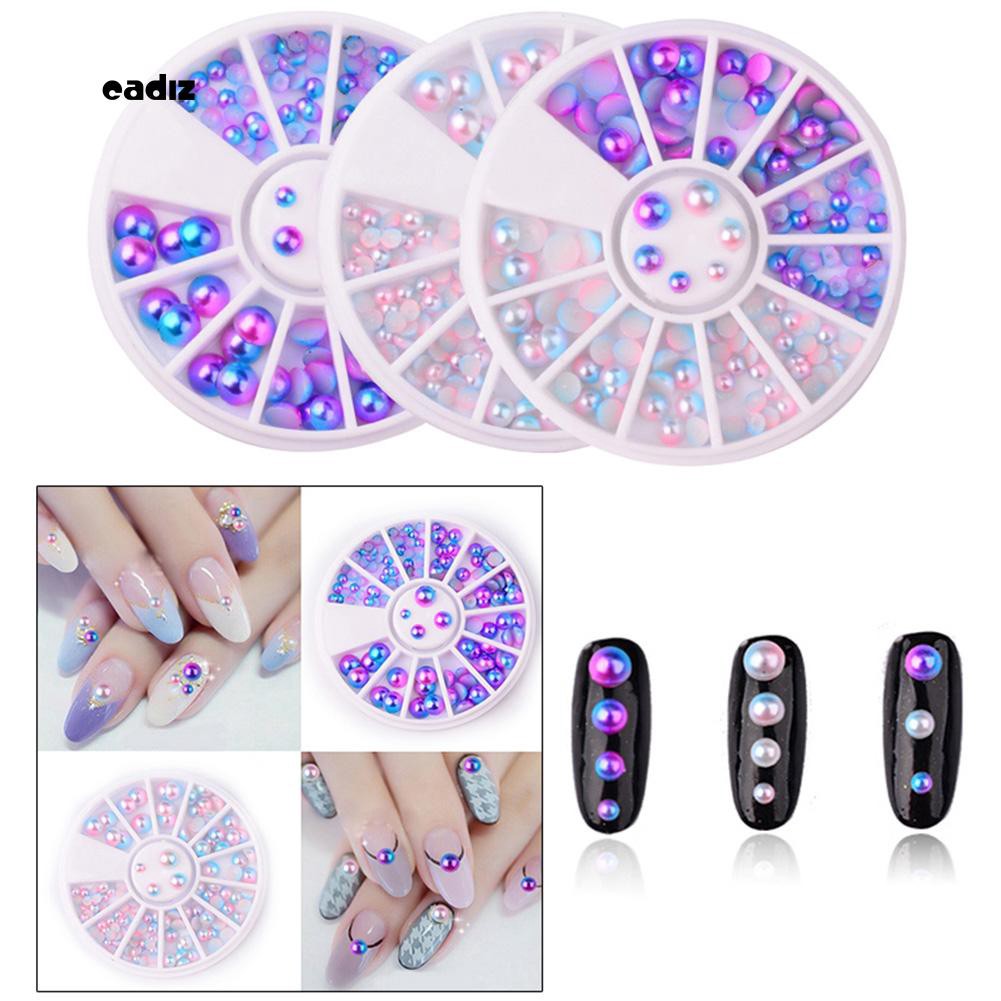 [Hàng mới về] Bộ ngọc trai trang trí móng tay thiết kế kiểu nửa hình cầu