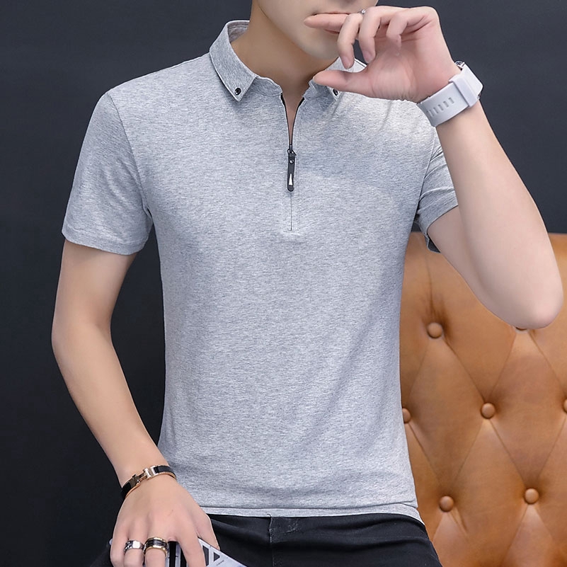 Áo thun cổ polo tay ngắn đơn giản màu trơn cho nam | BigBuy360 - bigbuy360.vn