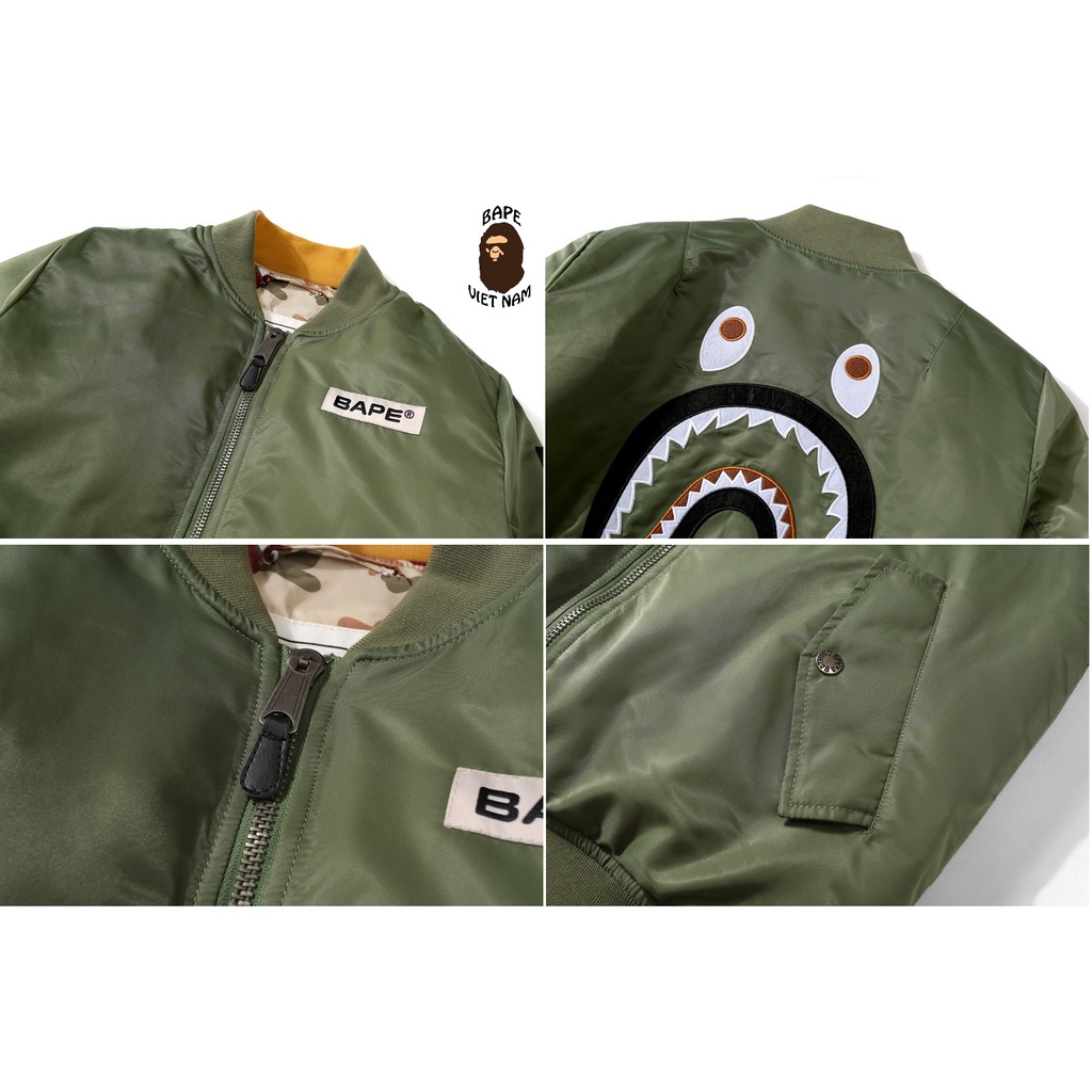 Áo khoác Bape 2 mặt mua 1 được 2 áo luôn, Bomber Jacket Bape, Oder 15 ngày hàng về Bape VN..