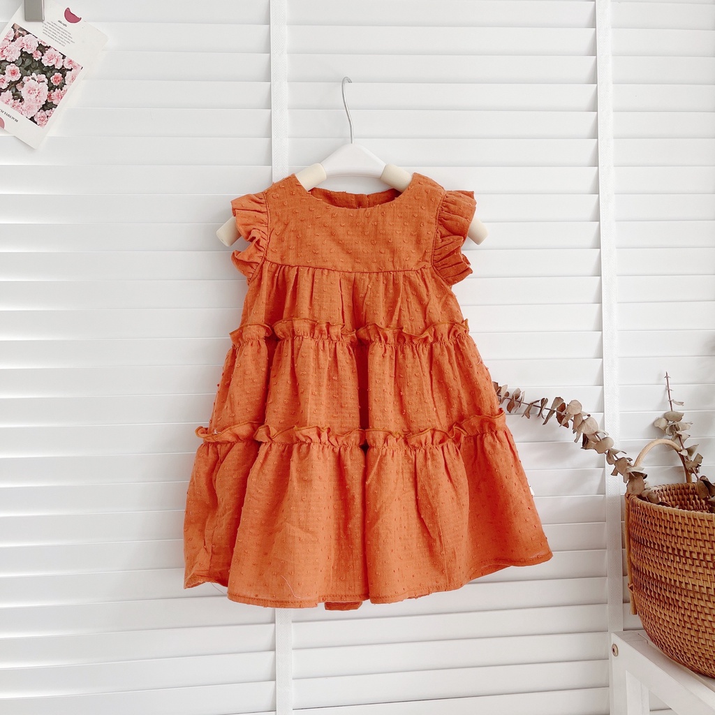 ✨BÁN SỈ✨D012- Đầm bé gái 3 tầng 3 màu hồng,cam,vàng