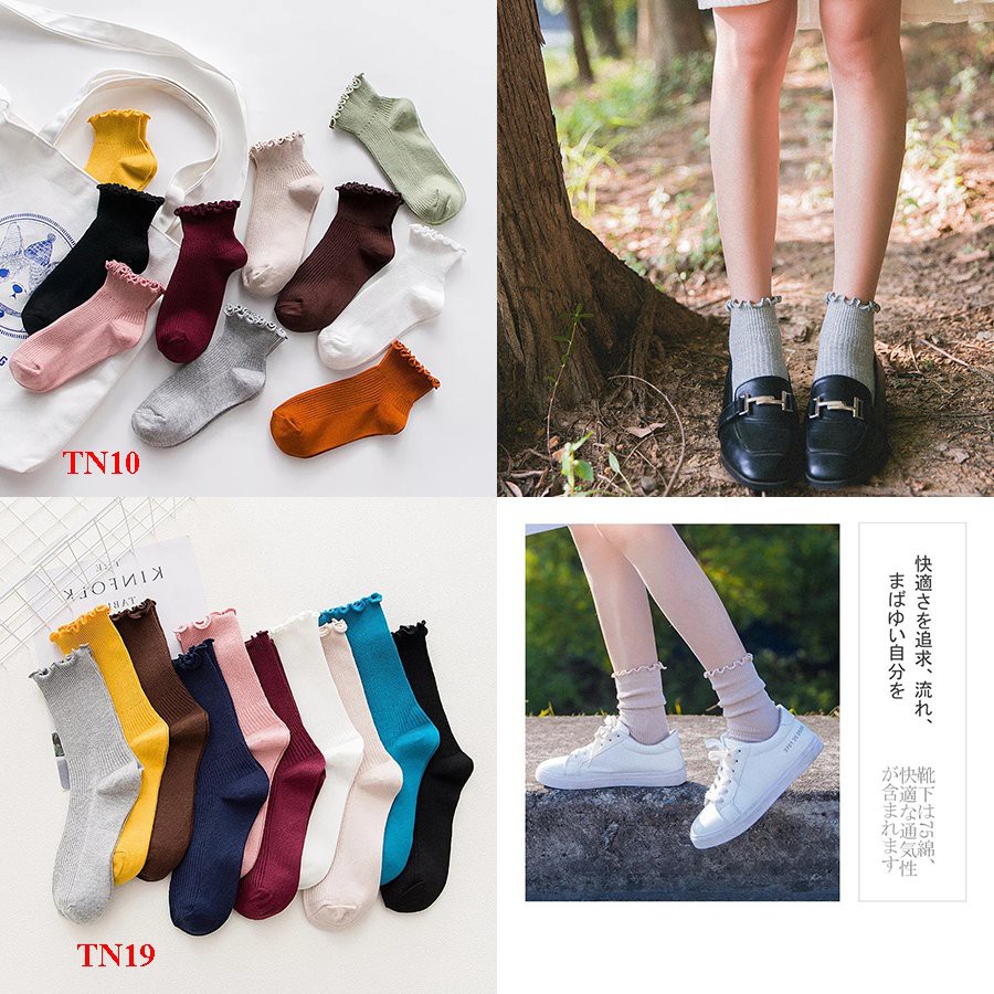 Set 5 đôi tất cổ cao Mivino vớ nam nữ thể thao hàn quốc in chữ cực ngầu
