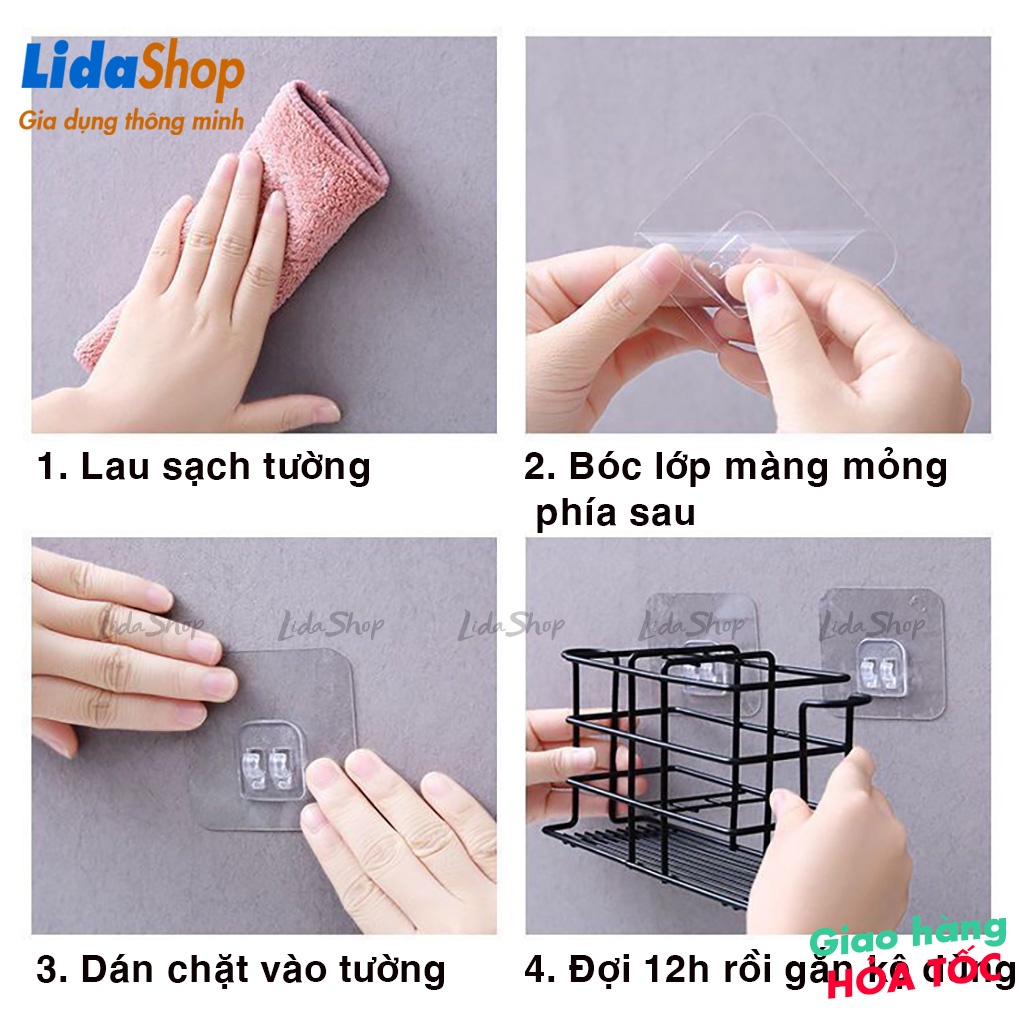 Kệ đựng đồ nhà tắm dán tường Lidashop, giá để đồ nhà tắm đựng bàn chải kem đánh răng treo tường